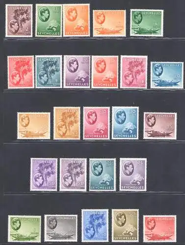 1938-49 Seychellen - SG Nr. 135-149 Georg VI. - 25 Werte postfrisch **