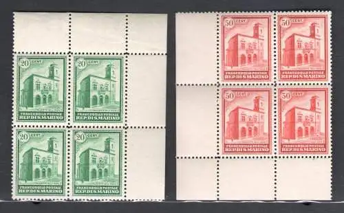 1932 SAN MARINO Nr. 159/163 SPLENDIDE QUARTINE MNH ** Zertifikate Diena/Bolaffi