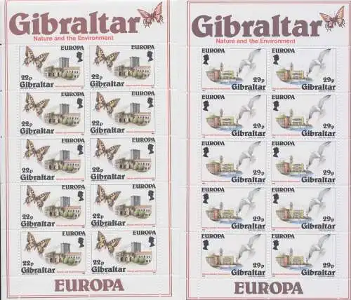 1986 EUROPA CEPT Gibraltar 2 Miniblätter Natur und Umwelt postfrisch **