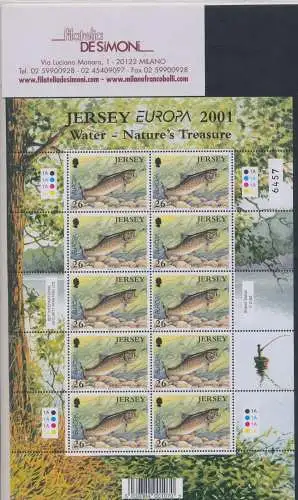 2001 EUROPA CEPT JERSEY 2 Minifogli Acqua MNH