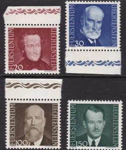 1943 Liechtenstein, n. 189/192 Serie mit 4 Werten MNH/**