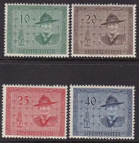 1953 Liechtenstein, Baden Powel - n. 277/280 Serie mit 4 Werten - postfrisch**