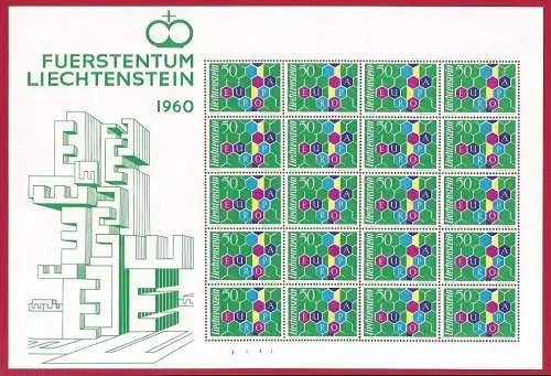 1960 Liechtenstein - Kleinbogen Europa 60 - 20 Exemplare - postfrisch** - selten