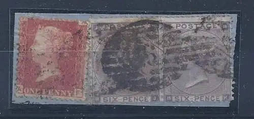 1855-64 GROSSBRITANNIEN - Nr. 22. PAAR + Nr. 26 GEBRAUCHT AUF FRAGMENT