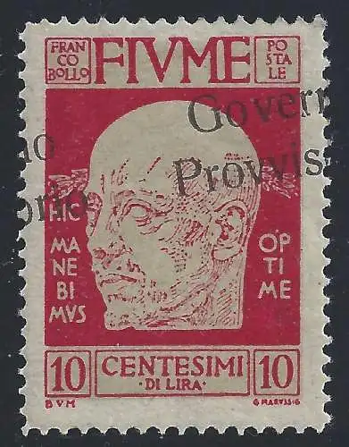 1921 Fluss, Nr. 176e 10 Cent. carmin MLH/* SCHRÄGAUFDRUCK