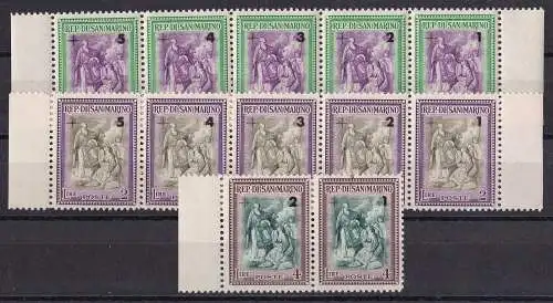 1947 SAN MARINO, Nr. 318/329 Benefiz 12 Werte in Streifen MNH/**