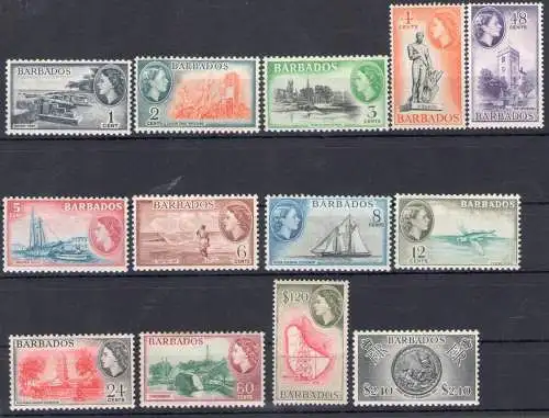 1953-61 BARBADOS - SG 289/301 Serie mit 13 Werten - postfrisch **