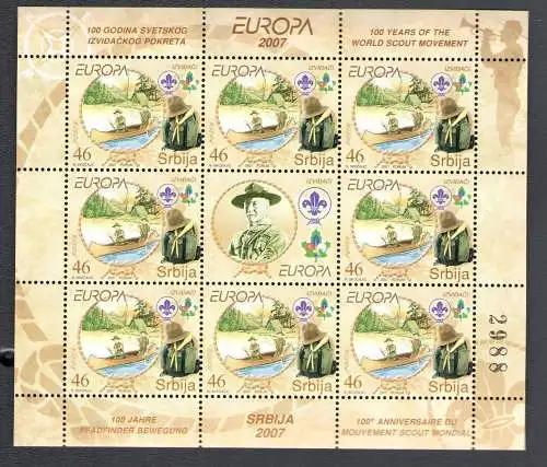 2007 EUROPA CEPT, Serbien - Srbija Minifoglio Scouts MNH **