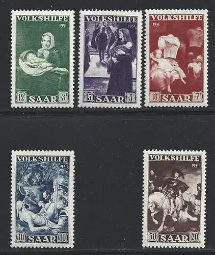 1951 SAARLAND, Nr. 296/300 5 Werte postfrisch/**