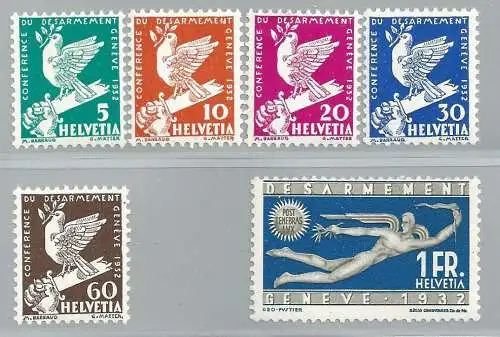 1932 SCHWEIZ, Nr. 254/259 6 Werte MNH/**