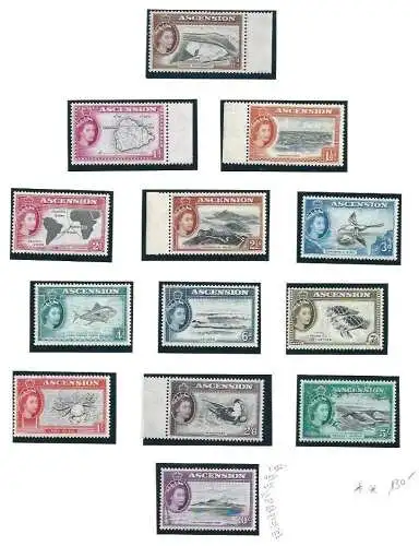 1956-75 ASCENSION, Yvert n. 63/189 + 1 BF Sammlung postfrisch / ** Gesamt 550 Euro