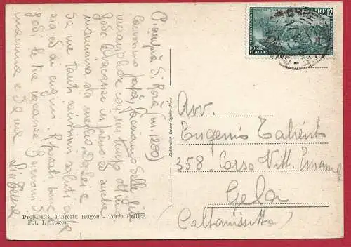 1948 Risorgimento, Nr. 586 12 Lire isoliert auf Postkarte