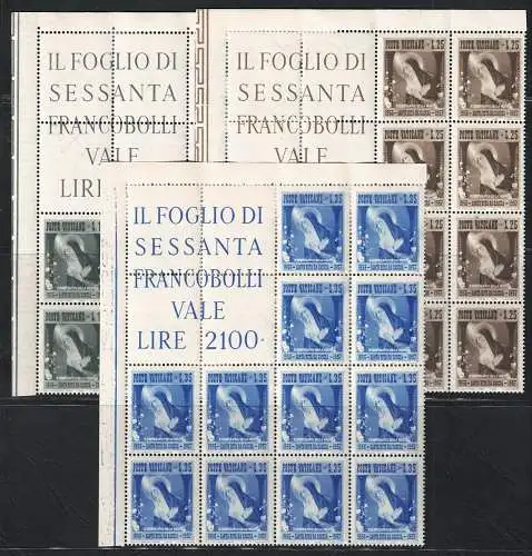 1956 Vatikan, Santa Rita da Cascia Eckblock 12 Nr. 6/8 - MNH**