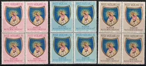 1954 Vatikan, Marianisches Jahr 3 Werte #189/91, postfrisch ** Viererblock