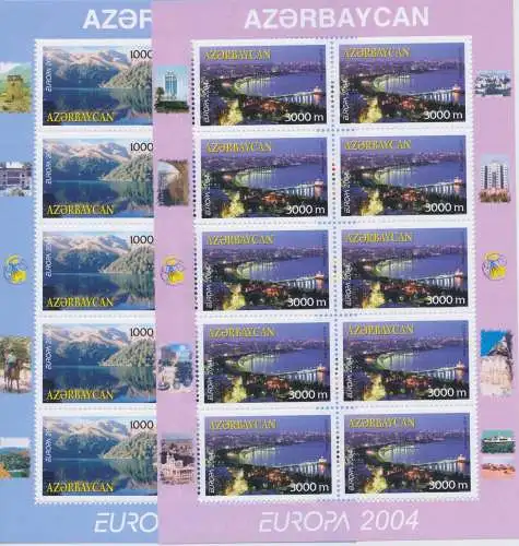 2004 EUROPA CEPT Aserbaidschan 2 Minifogli Le Vacanze MNH **