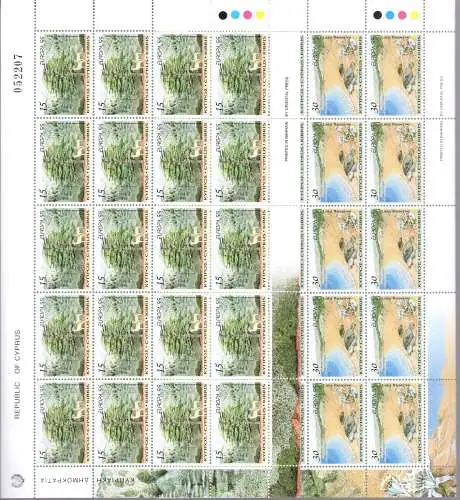 1999 EUROPA CEPT Zypern 2 Kleinblätter 20 Val Naturparks MNH **