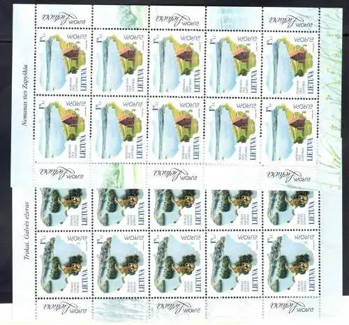 2001 EUROPA CEPT Litauen/Lietuva 2 Kleinbogen mit 10 Val MNH **