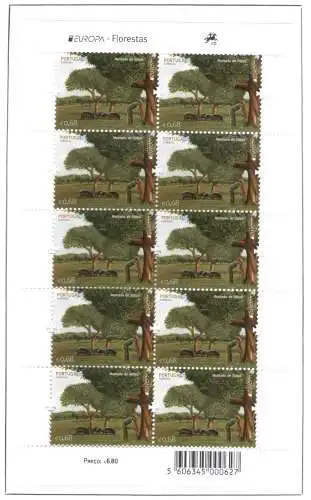 2011 EUROPA CEPT Portugal 1 Kleinbogen mit 10 Werten Le Foreste MNH **