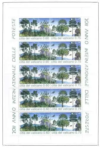 2011 EUROPA CEPT Vatikan 2 Miniblätter mit 10 Werten Le Foreste MNH **