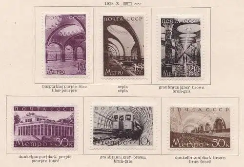 1938 RUSSLAND, Neue U-Bahn-Linie, Nr. 670/675 Serie mit 6 Werten, MH*