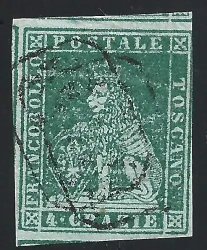 1851 Toskana, Nr. 6 grün auf grau GEBRAUCHT