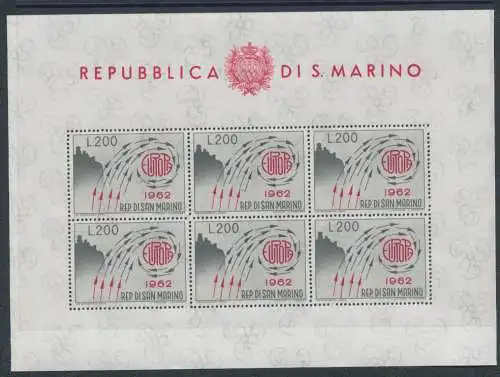 1962 San Marino kompletter Jahrgang, postfrisch, 46 Werte + 1 Bogen Europa 1962 - postfrisch **