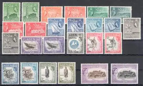 1953-63 ADEN, Stanley Gibbons Nr. 48-72, Serie mit 25 Werten - MNH**