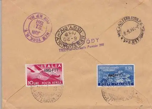 1951 TRIEST A - Nr. 119/120+A20+A24 auf US-REISEUMSCHLAG