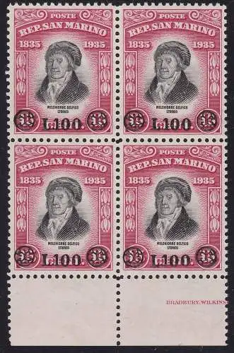 1948 SAN MARINO, Nr. 341 MNH / ** VIERTELBLATTRAND