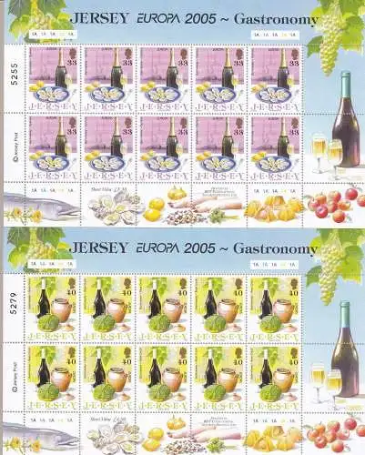 2005 EUROPA CEPT, Jersey 2 Miniblätter - 10 Werte Gastronomie MNH **