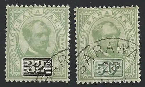 1897 SARAWAK - SG Nr. 19/20 Sir Charles Brooke 32c./50c. GEBRAUCHT