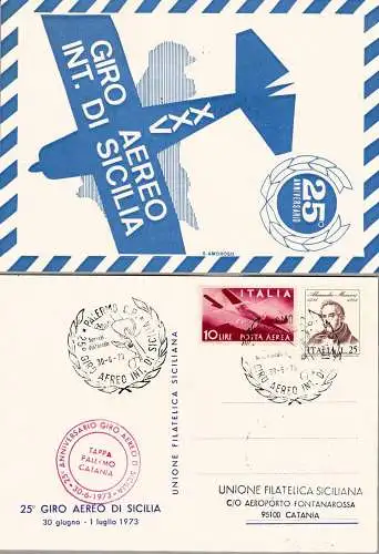 1973 Italien - Republik - 25. Giro Aereo Internazionale di Sicilia SONDERSTORNIERUNGEN