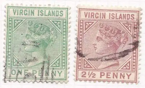 1879-80 BRITISH VIRGIN ISLANDS, SG 24/25 2 Werte GEBRAUCHT