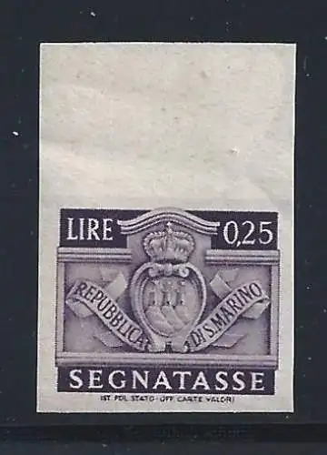 1945 SAN MARINO, Segnatasse n. 69a 25c. violett grau MNH ** postfrisch ungezähnt