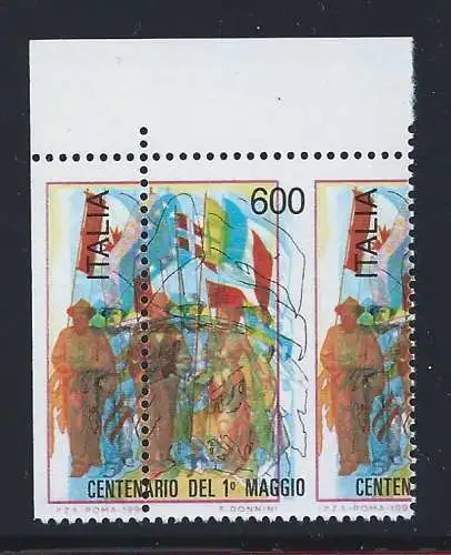 1990 Republik - Einheit Nr. 1951 - MNH ** - Hundertjahrfeier 1. Mai, postfrisch, seitlich verschobene Verzahnung ADF