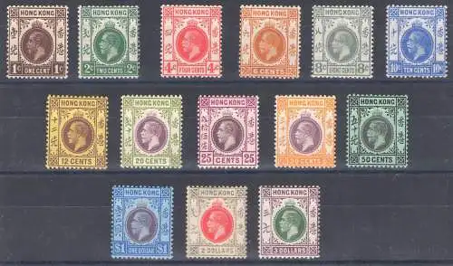 1912 HONGKONG, Giorgio V., SG 14 Werte, n. 100/114, MLH*