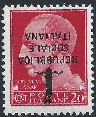 1944 Italienische Sozialrepubblica, Nr. 495/Aa 20c. MNH ** UMGEDREHTER AUFDRUCK