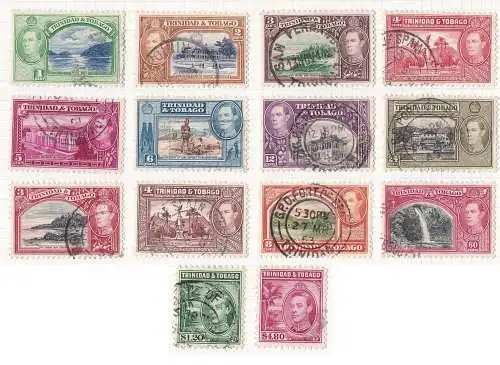 1938-44 TRINIDAD, SG 246/256 14er Set GEBRAUCHT