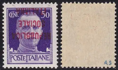 1944 ITALIENISCHE SOZIALE REPUBLIK, Nr. 493a 50c. violett MNH/**