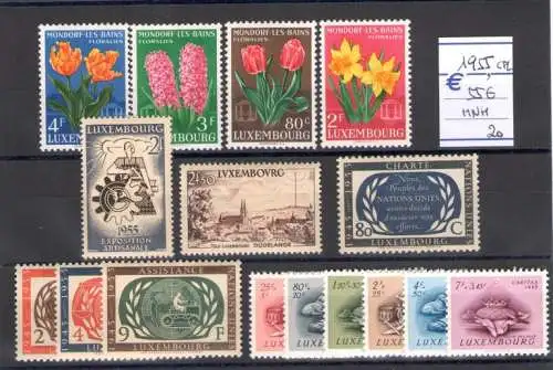 1955 Luxemburg kompletter Jahrgang - 16 Werte Nr. 490/505 postfrisch**