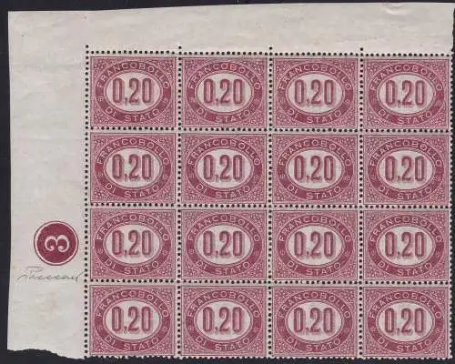 1875 Italien - Königreich, Service Nr. 3 MNH ** TISCHNUMMER 3 IM KREIS