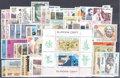 1983 EUROPA CEPT kompletter Jahrgang Große Werke Mensch 35 Länder 69 Werte + 1 Bogen - postfrisch **