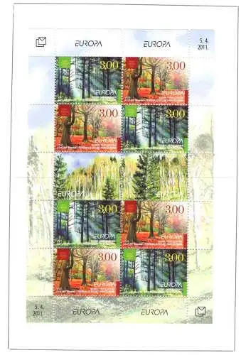 2011 EUROPA CEPT Bosnien Kroatien, 1 Kleinbogen aus 4 Serien, Die Wälder, postfrisch **