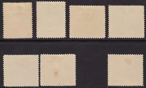 1930/35 LIECHTENSTEIN, PA 1/6 + PA 14 7 Werte MLH / * 1 Fr. in der Mitte oxidiert