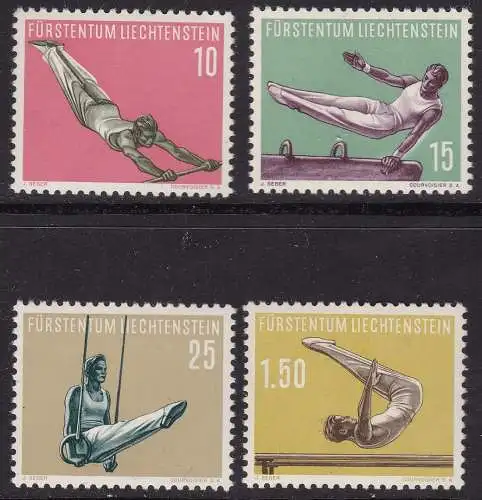 1957 LIECHTENSTEIN, Nr. 315/318 Gymnastica MNH/**