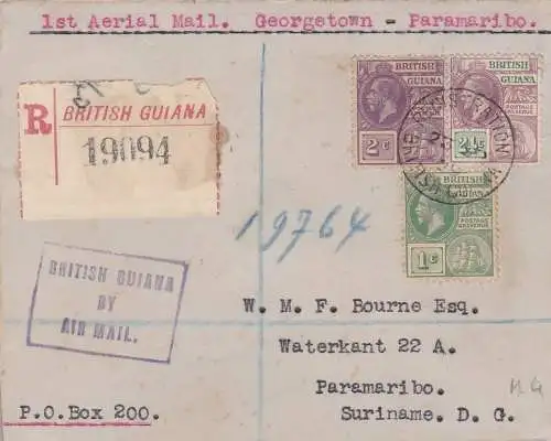 1929 BRITISH GUYANA/GUYANA BRITICA, Erstflug nach PARAMARIBO (CURACAO) SELTENER ARTIKEL