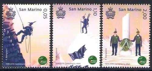 2019 San Marino - 100 Jahre Nationaler Alpenverband 1919-2019 - 3 Werte postfrisch **