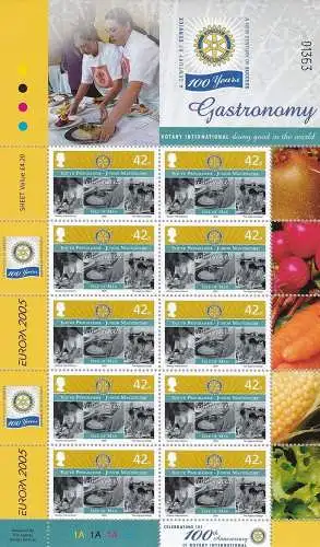 2005 EUROPA CEPT, Isle of Man, 1 Kleinbogen mit 10 Werten Gastronomie postfrisch **