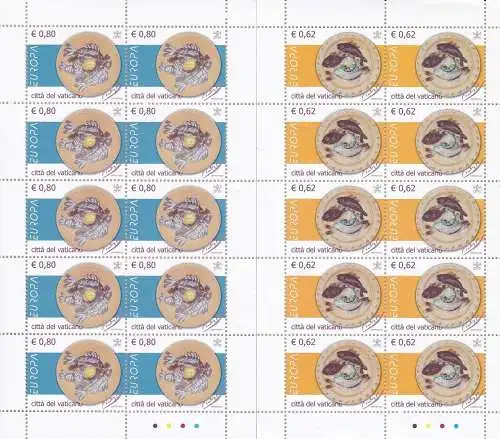 2005 EUROPA CEPT, Vatikan 2 Miniblätter mit 10 Werten, Gastronomie postfrisch **