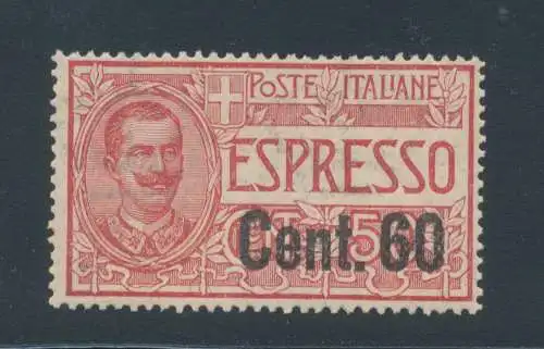 1922 Italien, Espresso, Nr. 6, 60 Cent auf 50 Cent rot, Centratissimo, postfrisch **